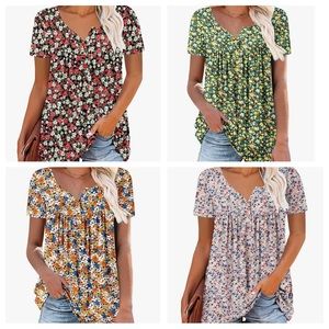 Bundle of 4 Floral Print Tunic Tops Sz XL